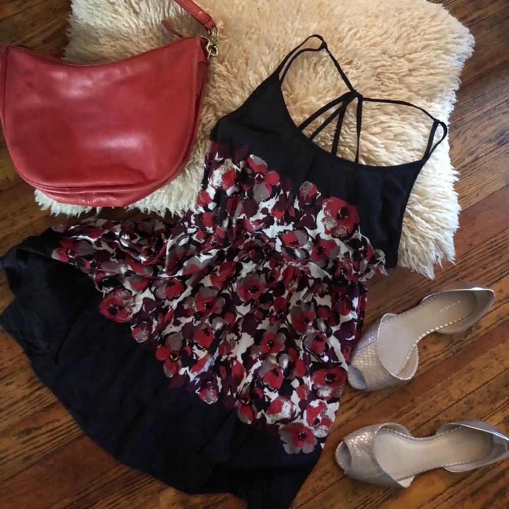 Free People Red floral babydoll dress